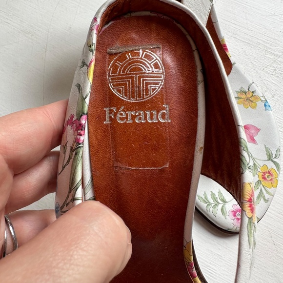 Louis Feraud T Strap Floral Heels - Picture 6 of 9